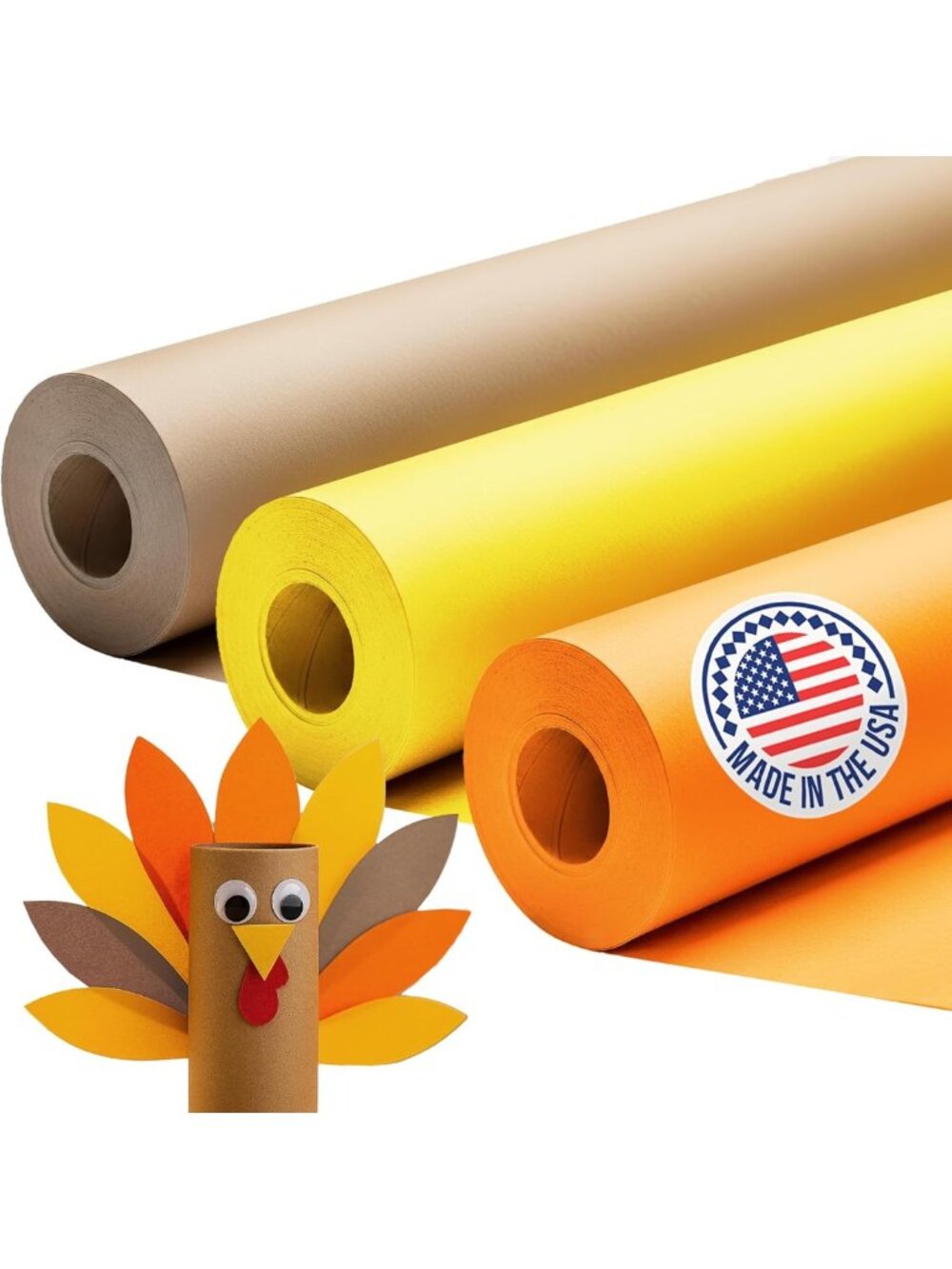 Cozy Autumn Kraft Paper Gift Wrap Set - 3 Rolls, 100 ft Each for Fall Decor